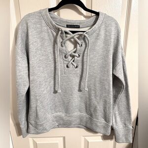 Harlowe & Graham Front Lace Cozy Sweatshirt, Gray, Size Small, NWOT